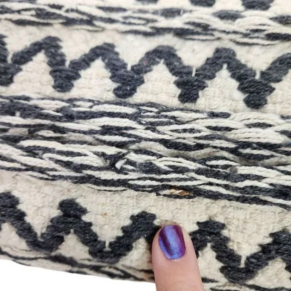 The Farmhouse by Rachel Ashwell Rug Black Cream Shabby Chic Cotton Woven Runner - Picture 9 of 15